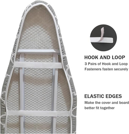 Ironing Board Cover and Pad Standard Size 15" x 54", 3 Pairs of Hook and Loop