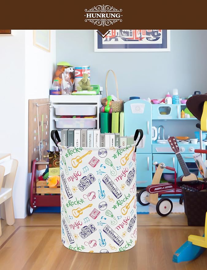 HUNRUNG Laundry Hamper, Large Canvas Fabric Lightweight Storage Basket Toy