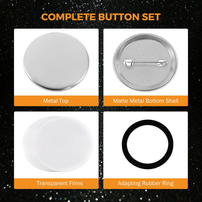 BEAMNOVA 100 Sets 44mm / 1.73 in (Approx. 1-3/4 inch) Metal Button Supplies Blanks, for Round Pin Maker Machine, Matte Metallic Back, Hand Press Badge Making Parts