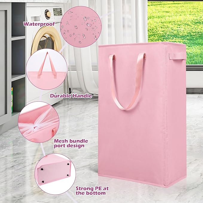 Odonata Slim Laundry Hamper Handles Collapsible Laundry Basket Thin Dirty