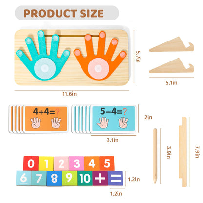 Montessori Math Learning Toys for Toddlers 3-5, Double-Sided Finger Counting & Number Tracing Board, Preschool Educational Wood Number Blocks Toys for Kids 2-4, Math Manipulates, Girl Boy Gift 5-7
