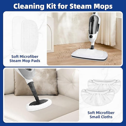 LOVECO 4 Pack Steam Mop Pads + 4 Microfiber Small Cloths Compatible