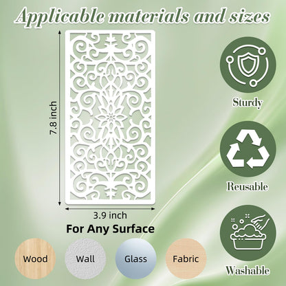 Geometric Texture Stencils for Crafts Reusable DIY Furniture Decor Art Painting Stencil 16Pcs Kit for Wood Embroidery Wall Silk Screen Journaling(7.87X3.94 Inch)