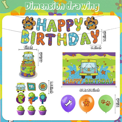 42pcs Scooby Dog Birthday Party Decorations Includes Cake Toppers,Cupcake Toppers, Banner, Backdrop, Balloons - Dog Theme Party Supplies Set for Baby Shower