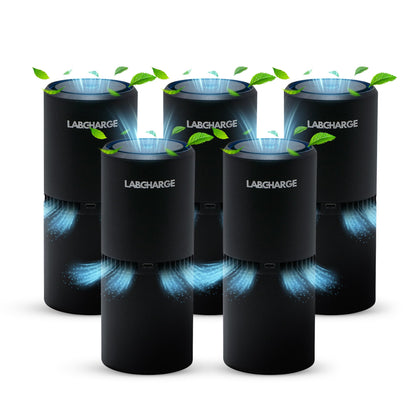 LabCharge Small Ionic Air Purifier for Home & Bedroom – Silent HEPA Filter – Covers 250 Sq Ft - Free Cleaner – Compact & Black Design - Pack of 5