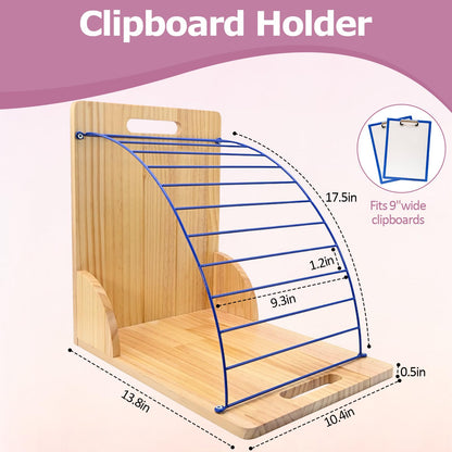 conifrag 2 Pack Clipboard Holder - 12 Layer Clipboard Storage Rack Wooden Clipboards Organizer with Sturdy Metal Shelf for Classroom Office Desk Essentials Supplies Workshop Teacher Must Haves