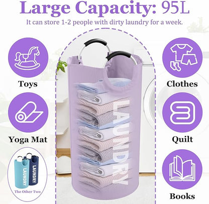 95L 3Pack Large Laundry Hamper, Foldable Laundry Basket