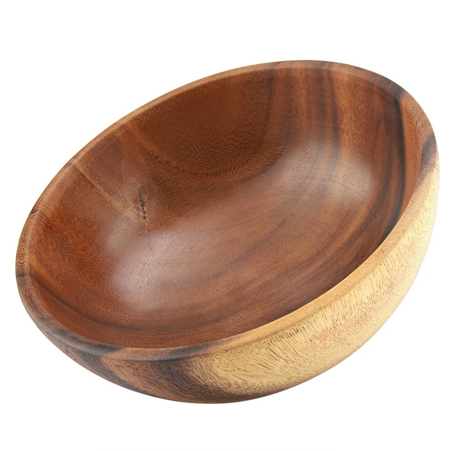 Oumefar Wooden Salad Bowl Sets, Acacia Wood Bowl Wooden Soup Bowl Light Smooth for Kitchen Utensils for Containing Salads,Vegetables,Fruit, Soups, Cereal and More Large (20 * 7cm)
