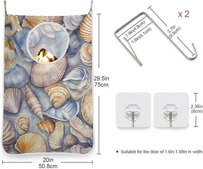 Hanging Laundry Hamper with Stainless Steel Hooks, Oxford Fabric Printing Door
