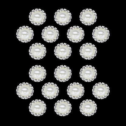 Wholesale 20 PCS Retro Vintage Round Crystal Ivory Faux Pearl Rhinestone Buttons Bulk,18MM (Flatback)