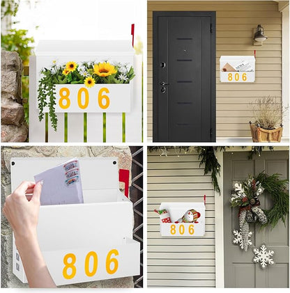 Wall-Mount Mailbox with Flag, Large Capacity Mailboxes for Outside House with Planter & 3 Sets of 0-9 Mailbox Number Stickers, Galvanized Steel Rust-Proof Post Box Metal Mail Box (White)