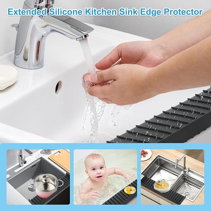 Silicone Sink Edge Protectors 4" x 24", Upgrade Kitchen Sink Splash Guards