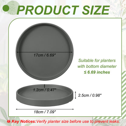 YELARXI 6.7 Inch Ceramic Plant Saucers, Round Flower Planter Water Trays Ceramic Plant Saucer Pot Tray -Fitting for (Outdoor/Indoors/Garden/Planting/Water/Flower/Coffee) Dark Gray