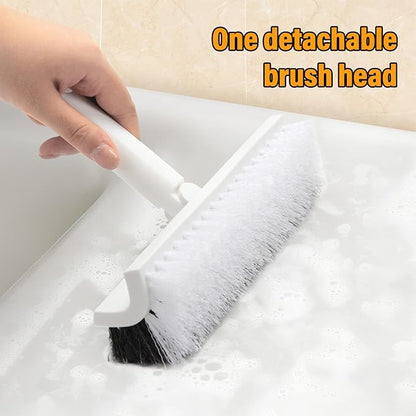 Floor Scrub Brush with Long Handle, Double-Sided V-Shaped Deck Brush, Grout
