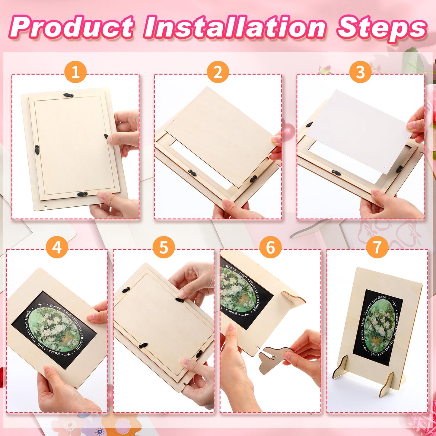 Geelin 50 Pack DIY Wooden Picture Frames for Crafts for 4 x 6 Inch Photos Unfinished Solid Wood Photo Picture Frames for Crafting DIY Painting Birthday Wedding Birthday (Rectangle)
