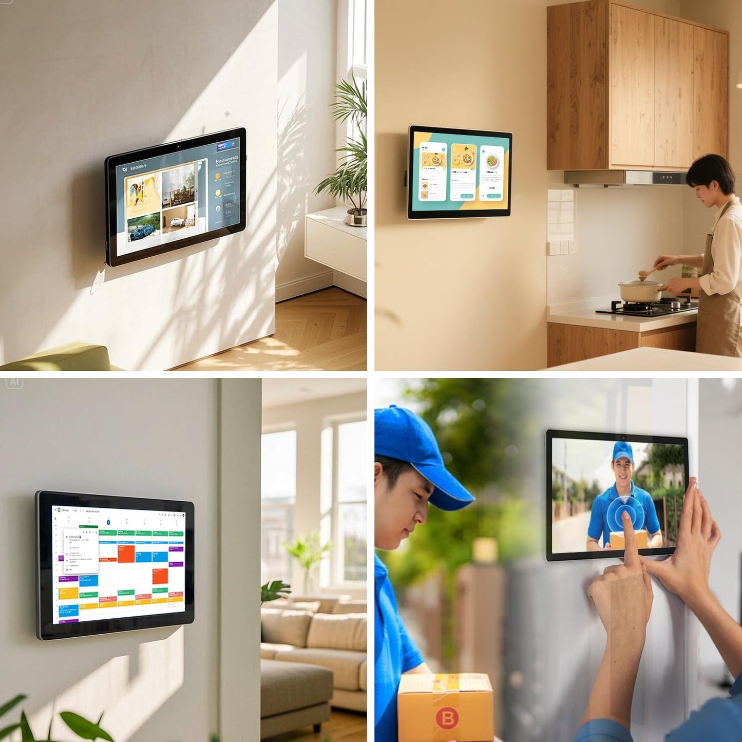 TouchWo 27 inches Touchscreen Digital Calendar & Wall Planners, Smart Whiteboard Calendar for Chore Chart & Work Schedule, Built in Speakers and Camera, Include Wall Mount & Desk Stand