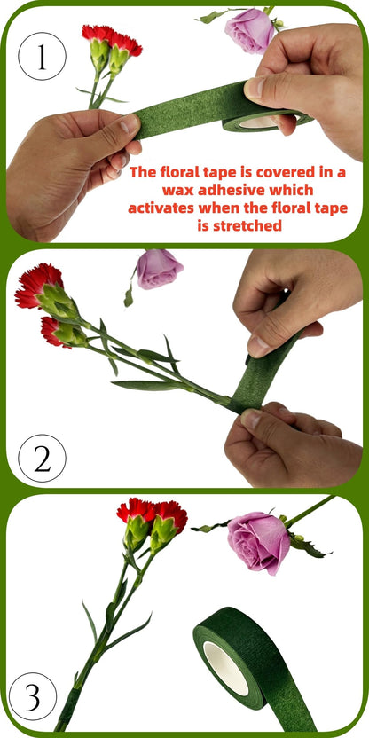 TIAMALL 6 Rolls 1 inch Wide Floral Tape Dark Green Flower Tape for Bouquet Stem Wrapping and Floral Crafts (6)