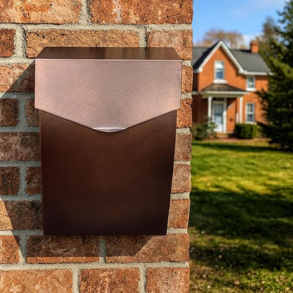 NACH Mailboxes for Outside Wall Mount, 4.8 x 10 x 13 inch Antique Copper Wall Mounted Mailboxes for Outside, Waterproof Mailbox for House - The Bradley Large Mail Box