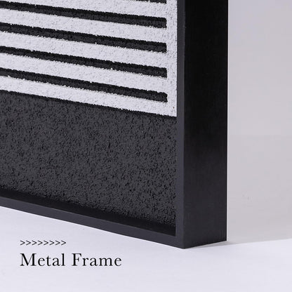 AMAATE 3 Pieces 3D Sandstone Wall Art, Black Metal Framed Abstract Geometric Wall Decor with Gold Spheres, Black White Texture Luxury Relief Paintings for Living Room Bedroom Office, 16x24 Inches, Ready to Hang