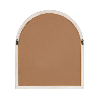 Kate and Laurel Rahfy Boho Arch Rattan Wall Mirror, 28 x 32, White, Decorative Wooden Mirror with Authentic Rattan Frame for Bathroom Vanity Mirror
