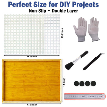 17" x 12"Stained Glass Cutting Mat, Double-Layer Non-Slip Glass Cutting Mat for Mosaic & Craft Work Surface