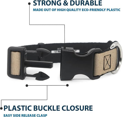 Dog Collar Plastic Clip Natural Hemp 18 to 32 Inches 1.5 Inch Wide