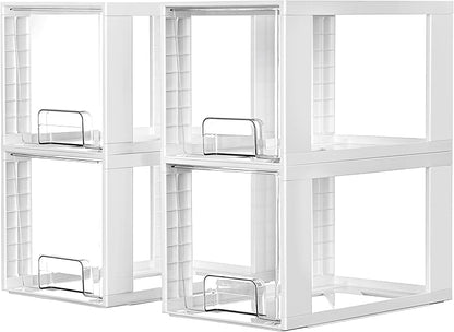 Vtopmart 4 Pack Large Stackable Storage Drawers, Easily Assemble Acrylic