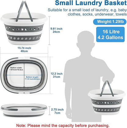 Laundry Basket Collapsible, 16L Small Clothes Hamper Pop-Up Laundry Baskets