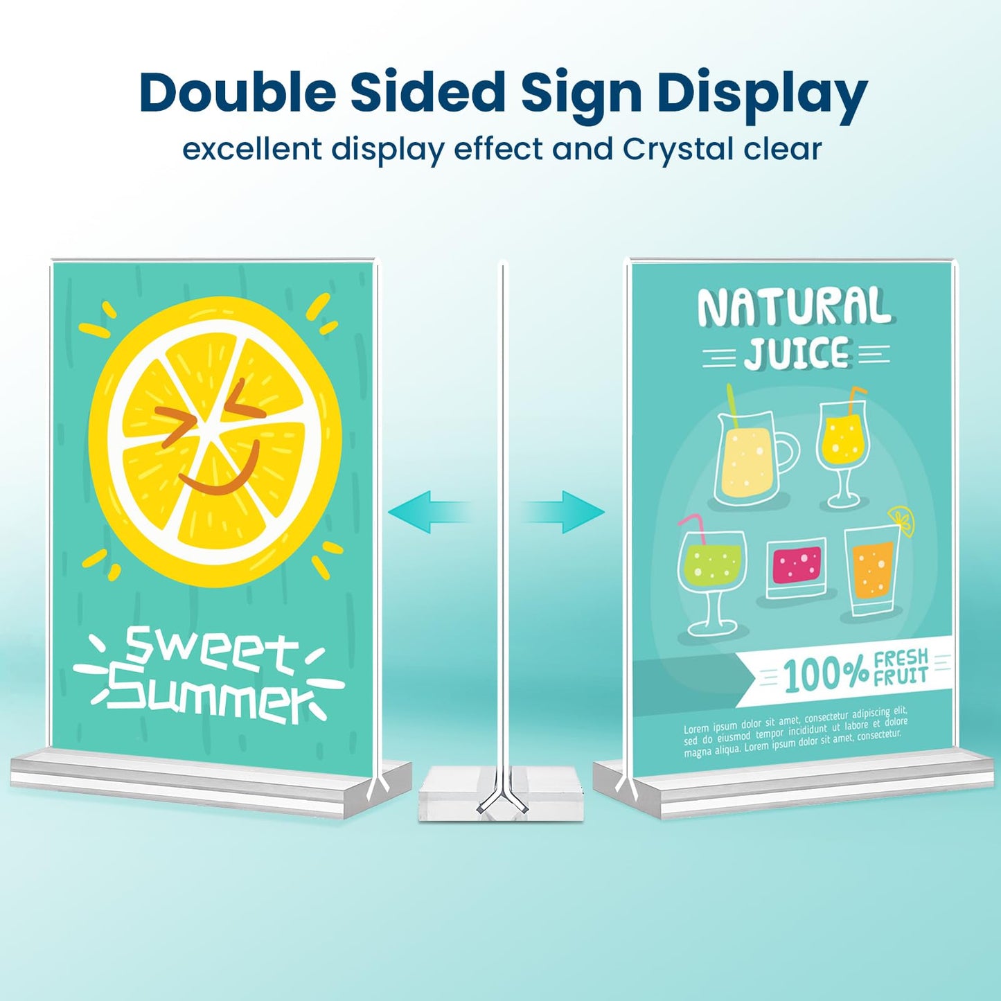 Acrylic Sign Holder, 5x7, 15 Pack Vertical Clear Table Menu Display, Double Sided, Plastic Stand, Suitable for Restaurants, Office, Store, Fair