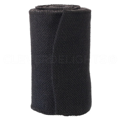 CleverDelights 6" Black Burlap Ribbon - Wired Edges - 10 Yards - Jute Burlap Fabric