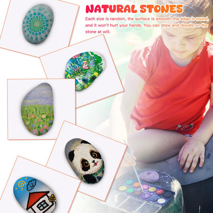 Gatuida 20pcs Painting Rocks Smooth Stones for Painting DIY Pebble Crafts Kids Creative Drawing Pebbles for Art Projects