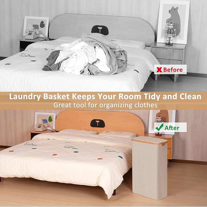 65L Slim Laundry Hamper, Narrow Laundry Basket