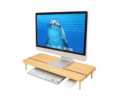Monitor Stand Wood Riser for iMac Laptop Computer Monitor – A Sturdy Computer Stand to Elevate Your Screen and Reduce Eye Strain and Maintain Body Position(Oak Wood)
