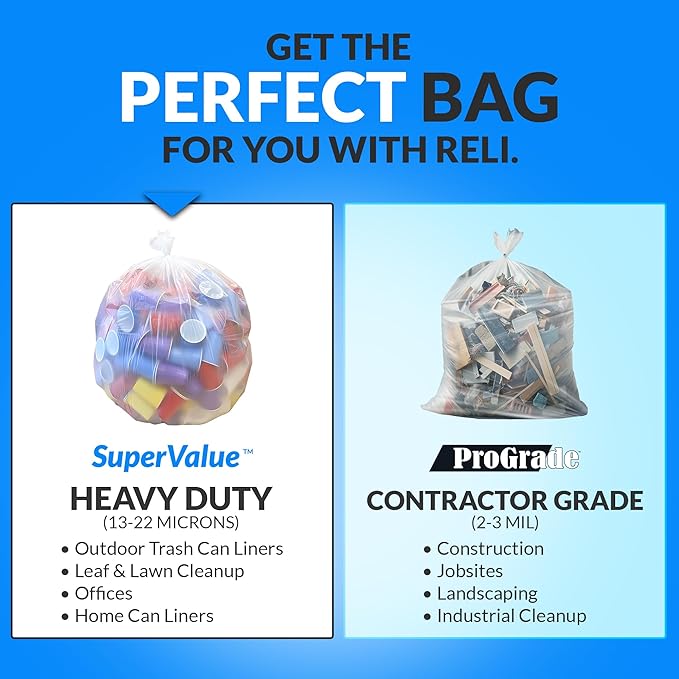Reli. 40 to 45 Gallon Trash Bags Heavy Duty | 125 Trash Bags