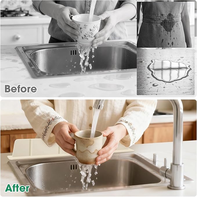 EEEKit Silicone Kitchen Sink Splash Guard, Sink Splash Protector