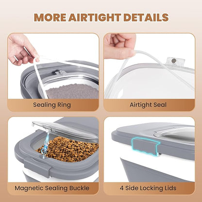 15-23 Lbs Airtight Dog Food Storage Container, Collapsible Dog Food Container