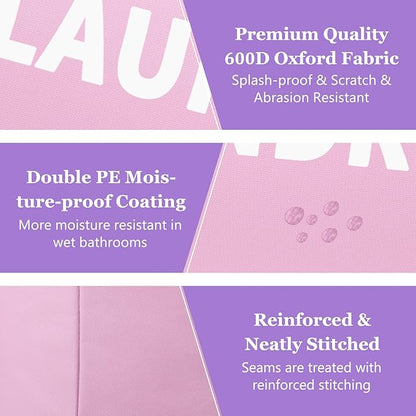 2Pcs Foldable Pink Laundry Basket