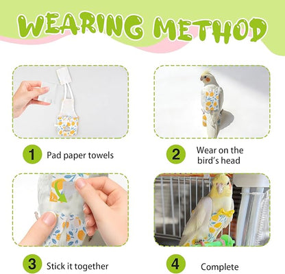 Bird Diaper Flight Suit, 3-Packs Lightweight Reusable Washable Elastic-Straps Parrot Clothes for Peony/Monk Parakeet, Prevents Poop Leaks & Feather Pecking (Bow+Lemon+Cherry, M)