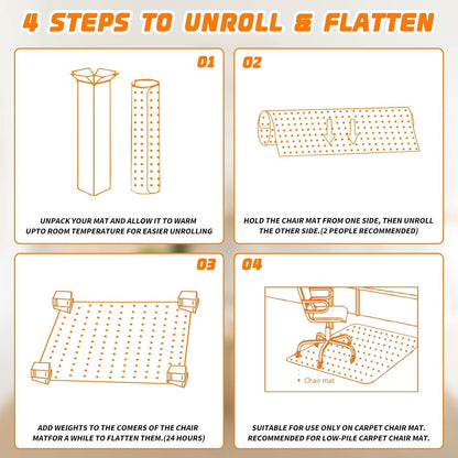 Office Chair Mat for Carpeted Floors, Desk Mats 48"X30" for Rolling Desk on Low Pile Carpets, Small Computer Gaming Plastic Floor Mats for Office Chair on Carpet, Easy Glide Without Curling