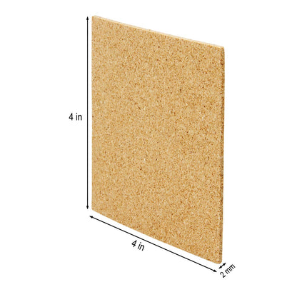 Blisstime 100 Pieces Self-Adhesive Cork Sheets 4"x 4" for DIY Coasters, Square Cork Tiles with Strong Self Adhesive Backing