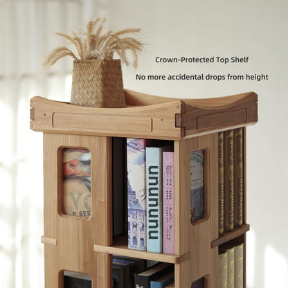 unununu Wooden Rotating Bookshelf, Larger Solid Wood Revolving Bookcase,360°Spinning Book Shelf Tower,Floor Standing Storage Rack,Corner Organizer for Small Space,Study,Office,17"x17"x69.75"(5-Tier)