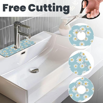 Beautiful Daisy Flower Floral Kitchen Sink Splash Guard Faucet Mat Super