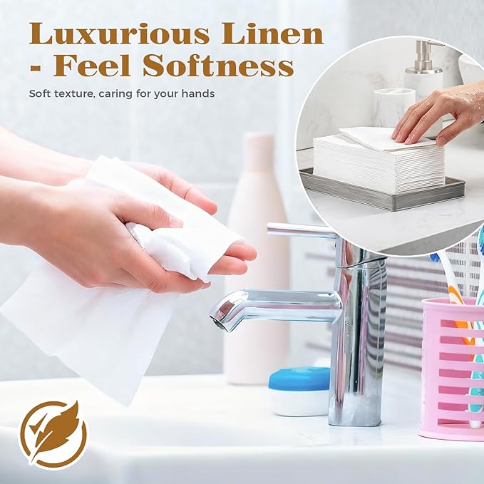 GINKGO 200 Pack Disposable Linen-Feel Guest Hand Towels, Thick & Absorbent