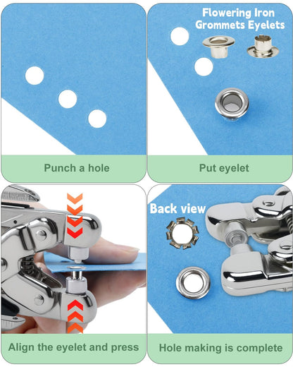 UCEC Professional 3/16 & 1/8 Inch Grommet Tool Kit, Grommet Eyelet Pliers Kit with 160Pcs Metal Grommets, Eyelet Hole Punch for Craft Paper Card Banners DIY Scrapbooking