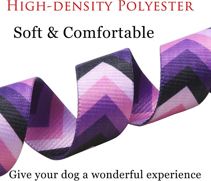 Mihqy Dog Collar and Leash Set with Bohemia Floral Tribal Geometric Patterns - Soft Ethnic Style Collar Adjustable for Small Medium Large Dogs(Purple Arrow Set,L)