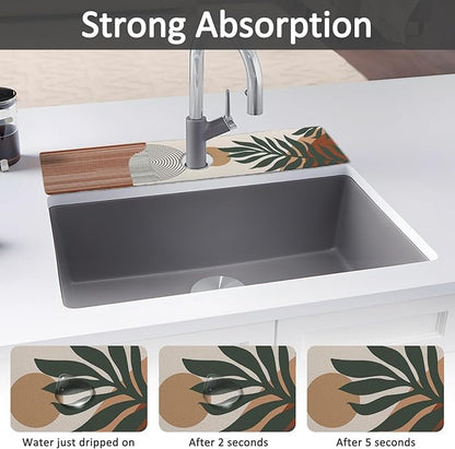 2PCS 24" X 5.5" Kitchen Sink Splash Guard Faucet Mat Boho Super Absorbent Fast