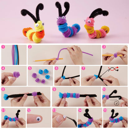 800pcs Pipe Cleaners Crafts Kit, 30 Colors Pipe Cleaners Bulk with 20 Designs Instruction Book, Colorful Chenille Stems for Animal Flower Creative Projects DIY, Arts and Crafts for Kids Ages 4-12