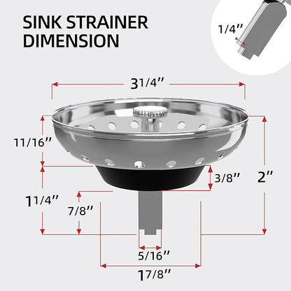 Kitchen Sink Strainer 2 Pack Drain Stopper Combo Basket Replacement