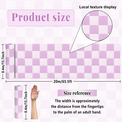 Purple Checkered Bulletin Board Roll Reusable Waterproof Erasable Purple Checkered Non-Woven Fabric Bulletin Board Roll Poster for Teacher Classroom Decors Wrap Crafts 15.7" x65.6ft