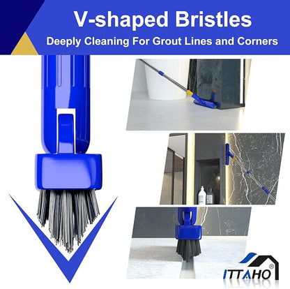 ITTAHO 12" Wide Floor Scrub and Grout Brush Set